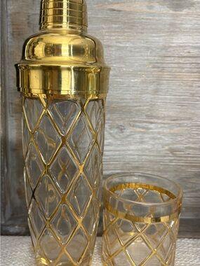 Altuzarra 24 kGold Lattice Glass Cocktail Shaker and Tumbler Set